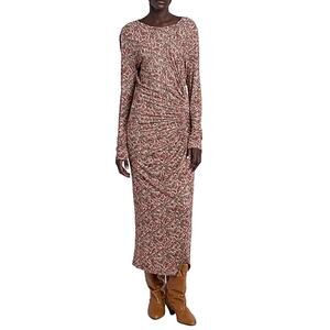 Marant Etoile Jelina Midi Dress Women's Rust Gathered Print Size 40 | US 10